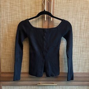 Abercrombie & Fitch Black Button-Down Women's Top